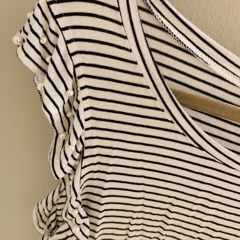Como Vintage size large striped tee with pearls - Picture 2 of 4